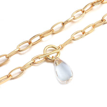 Load image into Gallery viewer, Gold Plated Chunky Link Chain & Transparent Crystal Water Drop Pendant