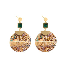 Load image into Gallery viewer, Ladies Bold Round Abalone Shell Drop Earrings