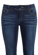 Load image into Gallery viewer, Blue Mid Rise Crinkle Effect Stretchy Bootcut Denim Jeans
