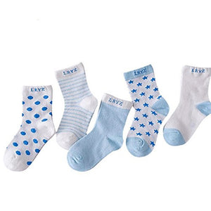 Boys Blue & Cream Toddler Stretchy Breathable Socks