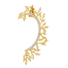 Load image into Gallery viewer, Gold Leaf Branch Rhinestones Ear Cuff Climbers Earrings