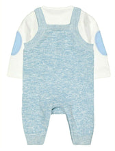 Load image into Gallery viewer, Baby Boys Blue and Cream 2 Piece Romper Dungaree Set
