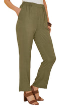 Load image into Gallery viewer, Ladies Lily Ella Khaki Pull On Elasticated Full Length Plus Size Trousers