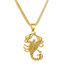 Load image into Gallery viewer, Unisex Gold Crawling Scorpion Pendant Thick Link Chain Necklace