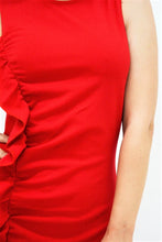 Load image into Gallery viewer, Red Ruffle Stretchy Sleeveless Bodycon Dress