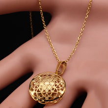 Load image into Gallery viewer, Gold Flower Of Life Stainless Steel Hollow Earring Pendant Necklace Set