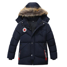 Load image into Gallery viewer, Kids Girls Boys Faux Furry Trim Detachable Hood Winter Coat