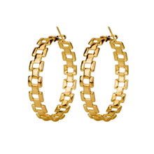 Load image into Gallery viewer, Ladies Gold Medium Round Hollow Cutout Classic Hoops Lever Back Creole Earrings
