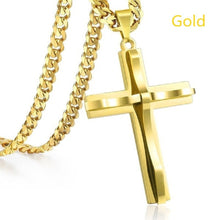 Load image into Gallery viewer, Unisex Luxury Infinity Smooth Layered Cross Pendant & Cuban Link Necklace Set