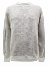 Load image into Gallery viewer, Mens Light Grey Wool Blend Oatmeal Textured Ribbed Crew Neck Warm Jumper
