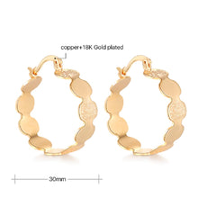 Load image into Gallery viewer, 18K Gold Plated Circle Links Brush Smooth Finish Creole Earrings