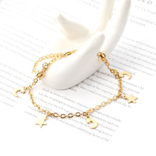 Load image into Gallery viewer, Ladies Gold Dainty & Minimalist Dangling Celestial Moon & Sun Anklet