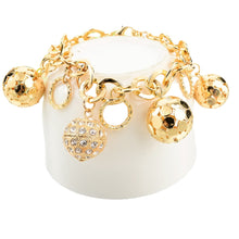 Load image into Gallery viewer, Ladies Gold Chunky Round Link Chain with Hollow Ball Cutout Crystal Bracelets