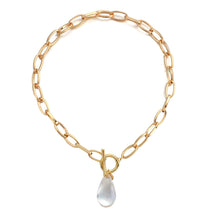 Load image into Gallery viewer, Gold Plated Chunky Link Chain & Transparent Crystal Water Drop Pendant