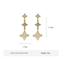 Load image into Gallery viewer, Ladies White Four-Leaf Clover Zircon Crystal Dangling Stud Earrings