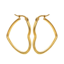 Load image into Gallery viewer, Bold Gold Silver Stainless Steel Heart Shape Hoop Earrings