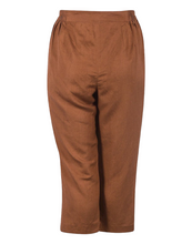 Load image into Gallery viewer, Ladies Brown 3/4 Cropped Linen Blend Plus Size Trousers