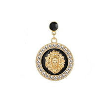 Load image into Gallery viewer, Round 18K Gold Plated Lion Head Rhinestone Dangle Stud Earrings