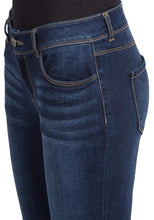 Load image into Gallery viewer, Blue Mid Rise Crinkle Effect Stretchy Bootcut Denim Jeans