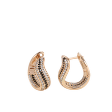 Load image into Gallery viewer, Ladies Rose Gold Curly U Shape Natural Crystals Earrings