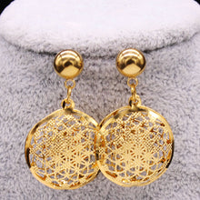 Load image into Gallery viewer, Gold Flower Of Life Stainless Steel Hollow Earring Pendant Necklace Set