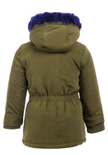Load image into Gallery viewer, Baby Girls Minoti Olive Green Parka Faux Fur Trim Hooded Winter Jacket