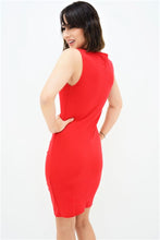 Load image into Gallery viewer, Red Ruffle Stretchy Sleeveless Bodycon Dress
