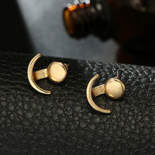 Load image into Gallery viewer, Ladies Geometric Moon Double Sided Round Stud Earrings
