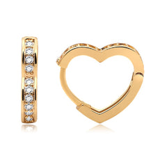 Load image into Gallery viewer, Ladies Heart Shape Cubic Zirconia Hoop Earrings
