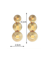 Load image into Gallery viewer, Ladies 3 Tier Round Twisted Textured Centre Dangling Earrings