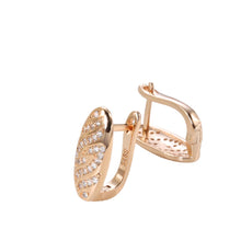 Load image into Gallery viewer, Ladies Rose Gold Oblong Wavy Natural Zircon Earrings