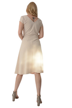 Load image into Gallery viewer, Ladies Nude V Neckline Midi Fit & Flare Dress