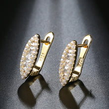Load image into Gallery viewer, Ladies S925 Gold Silver Eye Shape Crystals Earrings