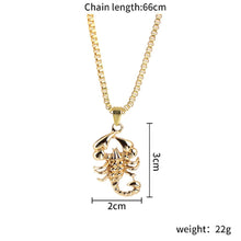 Load image into Gallery viewer, Unisex Gold Crawling Scorpion Pendant Thick Link Chain Necklace