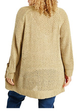 Load image into Gallery viewer, Ladies Chunky Knit Open Flap Collar Neck Front Pocket Cardigan