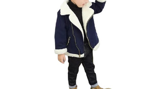 Baby Boys Girls Toddler Navy Soft Warm Winter Jacket Collared Zipped Fleece Coat