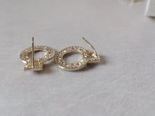 Load image into Gallery viewer, 14K Gold Plated Round Mircro Inlaid AAA Zirconia Stud Earrings