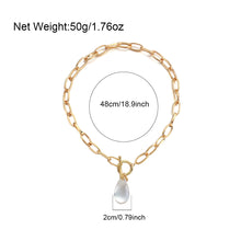 Load image into Gallery viewer, Gold Plated Chunky Link Chain & Transparent Crystal Water Drop Pendant
