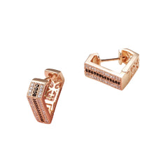 Load image into Gallery viewer, Ladies Rose Gold Triangle Inlaid crystals Earrings