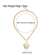 Load image into Gallery viewer, Ladies Gold Plated Chunky Round Link Chain & Irregular Pokey Pearl Heart Pendant
