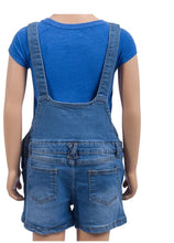 Load image into Gallery viewer, Girls Minoti Blue Short Pinafore Cotton Stretchy Denim Jeans Playsuit Dungarees