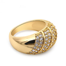 Load image into Gallery viewer, Ladies 18k Gold Plated 4 Rows Cubic Zirconia Thick Band Solid Ring
