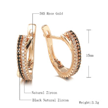 Load image into Gallery viewer, Ladies Rose Gold U Shape Crystals Inlay Natural Black White Zircon Clip Earrings
