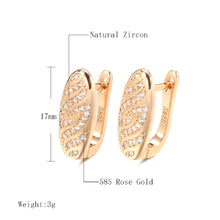 Load image into Gallery viewer, Ladies Rose Gold Oblong Wavy Natural Zircon Earrings