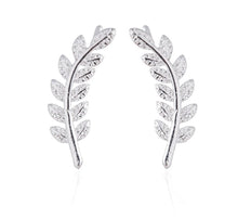 Load image into Gallery viewer, Silver Leaf Crawlers Ear Climbers Statement Stud Cuff Pair Earrings