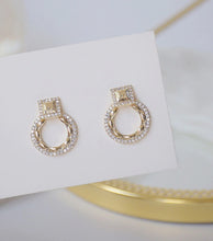 Load image into Gallery viewer, 14K Gold Plated Round Mircro Inlaid AAA Zirconia Stud Earrings