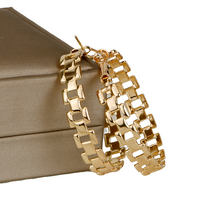 Load image into Gallery viewer, Ladies Gold Medium Round Hollow Cutout Classic Hoops Lever Back Creole Earrings