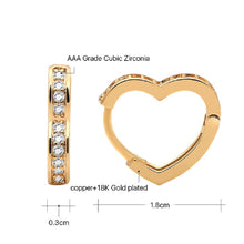 Load image into Gallery viewer, Ladies Heart Shape Cubic Zirconia Hoop Earrings