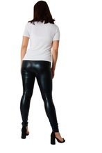 Load image into Gallery viewer, Ladies Black Faux Leather Look Leggings