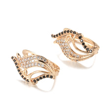 Load image into Gallery viewer, Ladies Rose Gold Curly Leaf Shape Natural Crystals Earrings